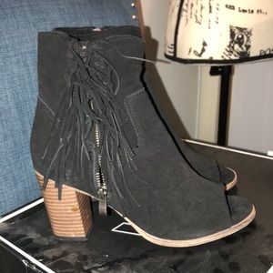 Booties with fringe on the side